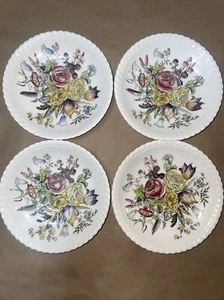 4 Vintage Garden Bouquet Windsor Ware Saucer England Floral Design Ceramic - Picture 1 of 16