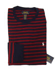 Polo homme Ralph Lauren marine/rayure rouge gaufre tricoté équipage thermique T-shirt