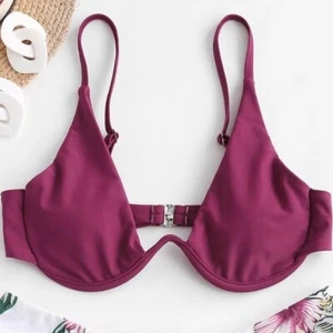 ZAFUL Monowire Bikini Top Women’s SZ US Small 4 Dark Red Swim Beach Vacation NEW - Picture 1 of 7