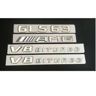 Chrome Trunk Fender Emblems Badges for Mercedes Benz X166 GLS63 AMG V8 BITURBO / - Image 1 of 2
