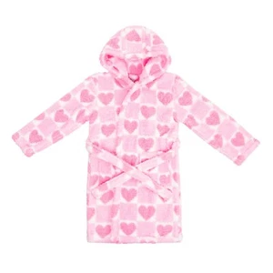 Miso Girls Borg Heart Dressing Gown Fluffy Gowns - Picture 1 of 5