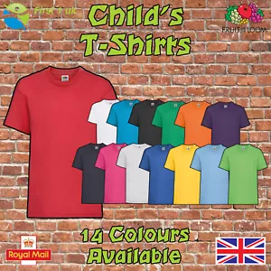 Fruit of The Loom Kids Plain T Shirts Children's Youth T-Shirts Childs Tee Shirt - Picture 1 of 17