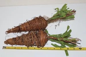 Easter Bunny Twig Carrots Grapevine Rustic Spring Decor - Set of 2 - Picture 1 of 2