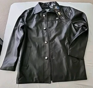 Collezioni Italia Black Mens Small Faux Leather Jacket NEW - Picture 1 of 3