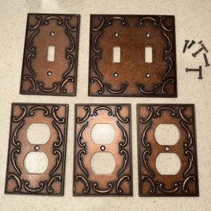 Menge 5 LHMC Französische Spitze Kupfer Lichtschalter Platte Steckdose Abdeckungen 2003 Metall - Bild 1 von 6
