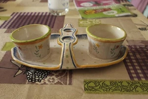 plat à condiments en faience de Malicorne, signée de Pouplard Béatrix - Photo 1/5