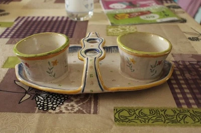 plat à condiments en faience de Malicorne, signée de Pouplard Béatrix - Photo 1/4