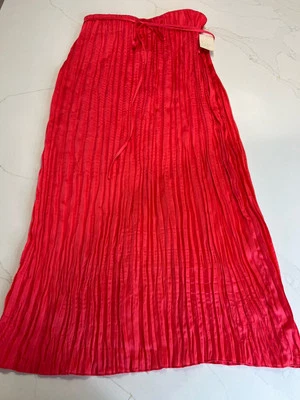 Women's A New Day Coral A-Line Pleated Maxi Skirt Back Slit Elastic Waist XL - Image 1 of 4
