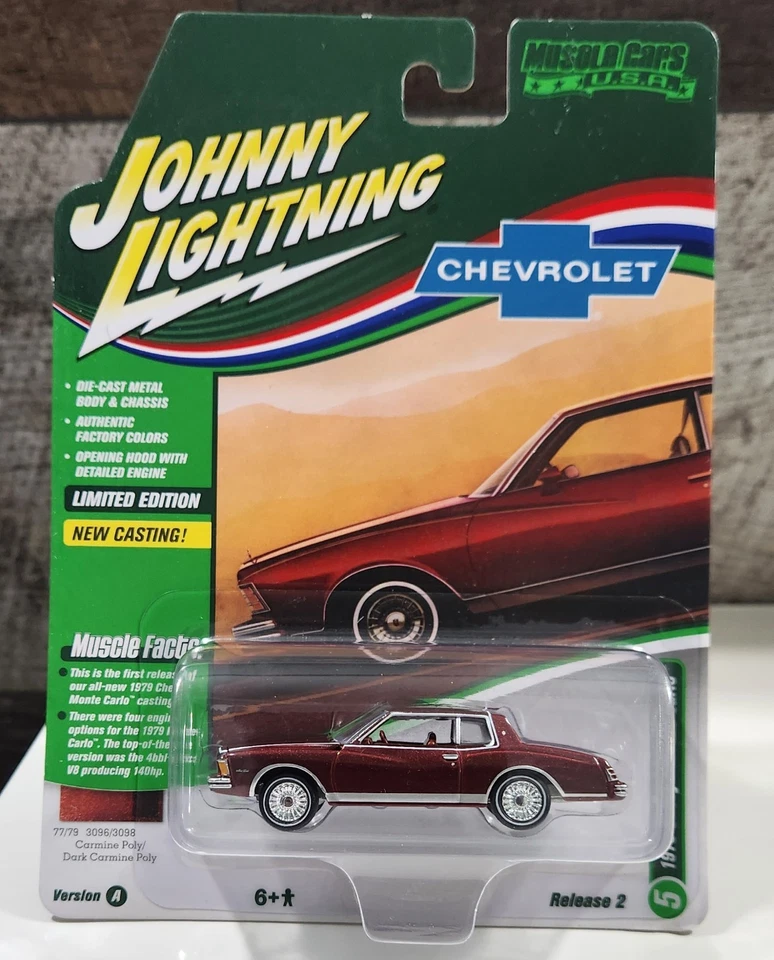 Johnny Lightning 1979 Chevy Monte Carlo Muscle Cars EE. UU. 1:64 Diecast - Granate Foto 1 de 1