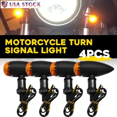 4x For Harley Davidson Sportster Fatboy Softail Motorcycle Turn Signal Light LED - Image 1 of 4