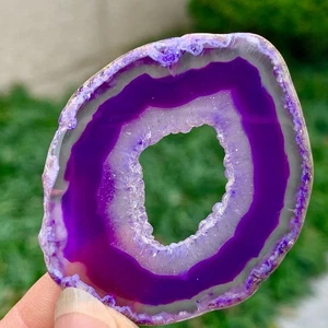 18G Natural Beautiful Agate Geode Druzy Slice Extra Large Gemstone - Picture 1 of 17