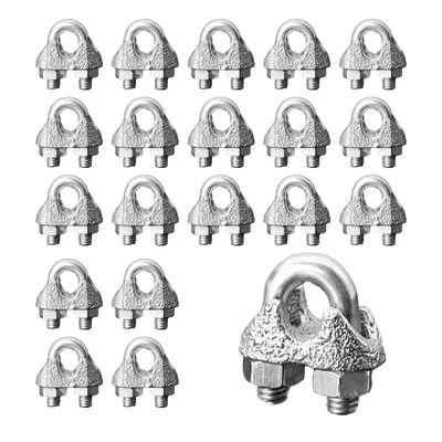 MENTBERY Wire Rope Clamp, 20PCS 1/8 Inches M3 Cable Clamps, Zinc Plated Wire clamp