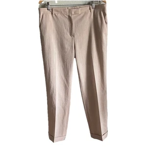 Cos Trousers Beige Tailored Cuffed Ankle Career Business Casual Pants Size 12 - Picture 1 of 7