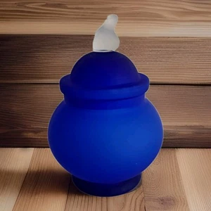 Empoli Stil Satiniertes Glas Apotheker Glas Kobaltblau Mattiert 8 Zoll H - Bild 1 von 23