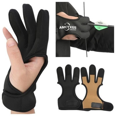 Archery Finger Guard 3 Finger Glove Protector Gear Recurve Bow Shooting Hunting - Image 1 of 4