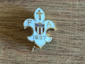 1937 Stars + Stripes Sheild Lapel Pin Religious Cross Fleur De Lis Tiny Vtg Help - Picture 1 of 24