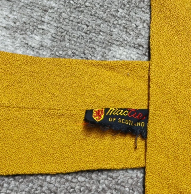 Gravata vintage Macties of Scotland clássica 100% lã pura retrô laranja amarela - Imagem 1 de 4