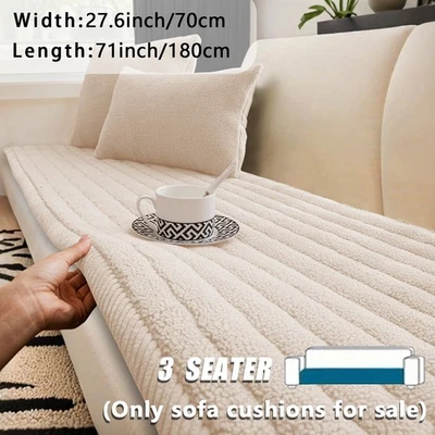 Funda de sofá de felpa súper suave de piel de cordero, funda de sofá antideslizante, funda protectora Foto 1 de 4