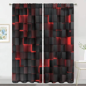 Cortinas Abstractas Rojas Negras 52Wx84H Pulgadas Bolsillo Varilla Moderno Diseño 3D Gradiente... - Imagen 1 de 2