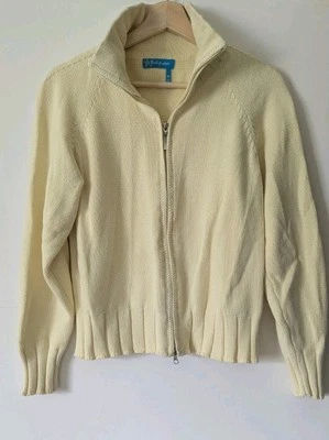 Fresh Produce Women's Medium Cardigan Sweater Light Yellow Zip Up  - Image 1 of 4