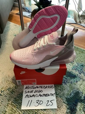 DS 2025 Nike Air Max 270 Rosa Espuma Gris Universitario Violeta GS Talla 6Y/Mujeres Talla 7.5” Foto 1 de 4
