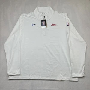 NWT Mens White Nike Dri-FIT NBA 1/2-Zip Long Sleeve Top Philadelphia 76ers XXL - Picture 1 of 12