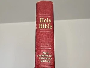 Holy Bible Genuine Red Leather New Encyclopedic Reference Edition ROYAL PUB 1971 - Foto 1 di 20
