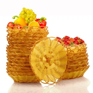 12 Pack Round Woven Bread Basket Plastic Basket Woven Basket Gift Baskets Imi... - Picture 1 of 6