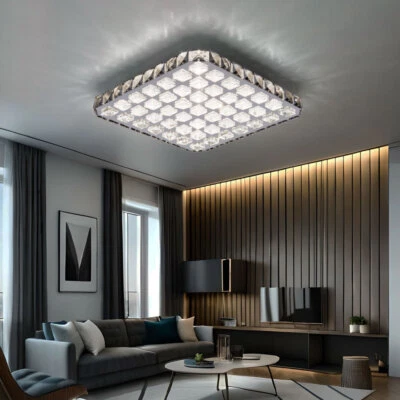 Plafoniera Lampada Letto LED da Pavimento Cristalli Trasparente L 39cm - Immagine 1 di 4