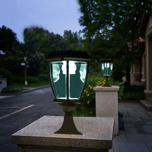 2-Pack Solar LED Post Light Lamp Yard Driveway Fence Outdoor Pillar Lights Lamps - Picture 1 of 12