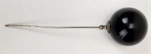 VTG Hat Pin Large Black Plastic Ball 5"x1.25" - Picture 1 of 9