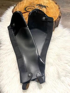 Harrys Horse Chaps schwarz mit Lack - Picture 1 of 3
