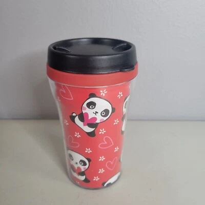 Taza Panda Sippy de colección 8 oz sin BPA apta para lavavajillas roja de 5" de alto para niños pequeños Foto 1 de 4