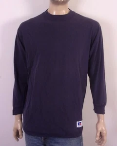 vintage 80s 90s Russell Athletic USA Made Long Sleeve T-Shirt Blank Navy SZ XL - Picture 1 of 4