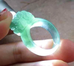 Video Certified Green Natural A JADE Jadeite Dragon Pi Xiu RING USA. 8.75 412757 - Picture 1 of 9