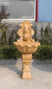 HAND CARVED LARGE MARBLE GARDEN WALL FOUNTAIN - Picture 1 of 3