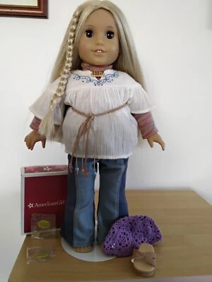 American Girl Doll Julie Albright 18”, Accessories, Hat, Necklace, Quarter - Image 1 of 4