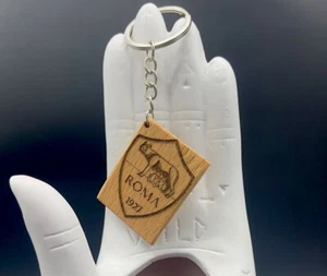 Portachiavi Roma logo calcio personalizzabile in legno idea regalo gift - Foto 1 di 2