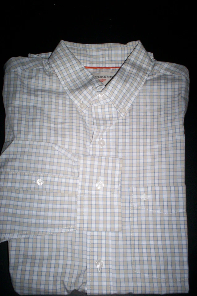NWT $50 DOCKERS The Soft No Wrinkle Long Sleeve Shirt Buttondown-tan plaid-Small - Image 1 of 1