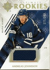 2018-19 ULTIMATE COLLECTION ANDREAS JOHNSSON ROOKIES #D /399 GAME USED LEAFS SP