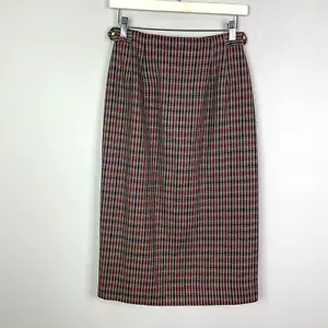DAVID BROOKS Vintage Maxi Skirt Womens 8 Houndstooth Silk Worsted Wool Made USA - Picture 1 of 9