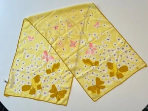 Vintage VERA Naumann Yellow Butterflies Long Rectangle Scarf Nylon - Picture 1 of 9