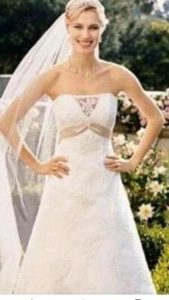 Davids Bridal  Ivory/champagne Wedding Dress Sz 8 NWT  beautiful ❤️ - Picture 1 of 10