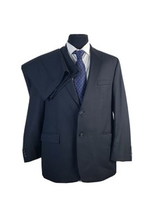 Ralph Lauren Blue Label Black Wool 2 Button 2 Piece Suit Mens 44R 36x31