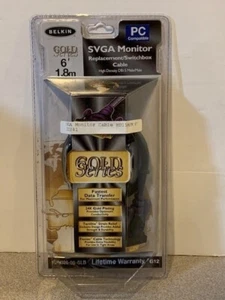 NEW Belkin Gold Series 6 ft SVGA Monitor Cable with Gold Plated Connectors - Picture 1 of 7