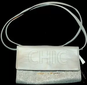Christian Siriano Women's Glittery Silver Small Crossbody Shoulder Bag Purse - Picture 1 of 6