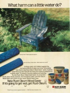 Vintage Printwerbung 1988 What harm can a little water do? Rust-Oleum Holzsparer nass - Bild 1 von 2