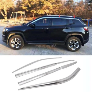 Chrome Window Visor Vent Shades Sun Rain Guard 6pcs For Jeep Compass 2017-2019 - Picture 1 of 7
