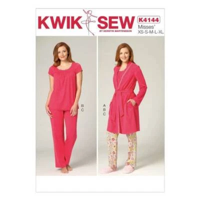Kwik Sew Pattern K4144 | Misses Robe, Belt, Pyjama Top & Pants | Sizes XS - XL - Image 1 of 2