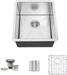 TORVA 13" x 15" Undermount Kitchen/Bar Sink,16 Gauge Stainless Steel Single Bowl - Picture 1 of 7